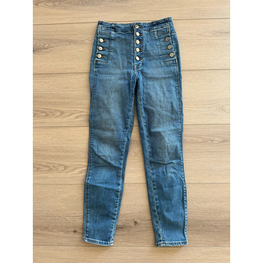 J Brand Natasha in Lovesick Sky High Crop Skinny Buttonfly Stretch Jeans Size 25